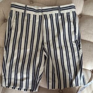 ASOS Navy and White Vertical Stripe Flat-Front Shorts